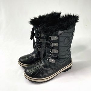 Sorel Tofino Black Lace Up Winter Boots Size 6
